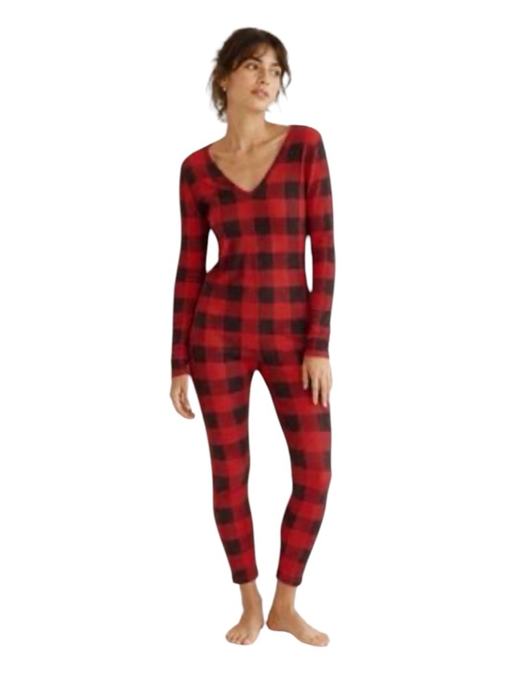 Smash + Tess Cozy Friday Plaid Romper Poinsettia Red Size M